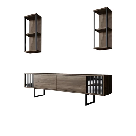 TV szekrény Chrome Line - Walnut, Black