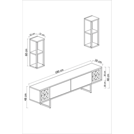 TV szekrény Chrome Line - Walnut, Black