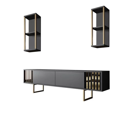 TV szekrény Gold Line - Anthracite, Black