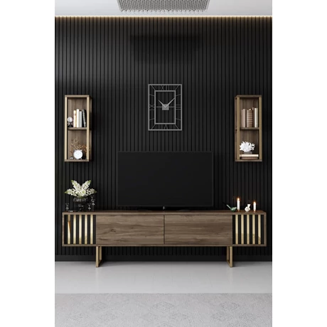 TV szekrény Gold Line - Walnut, Black