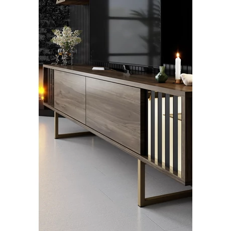 TV szekrény Gold Line - Walnut, Black