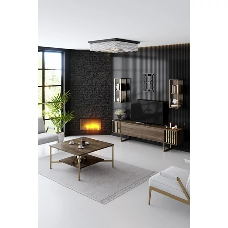 TV szekrény Gold Line - Walnut, Black