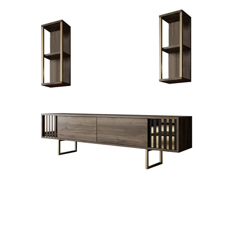 TV szekrény Gold Line - Walnut, Black