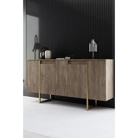 Konzolasztal Luxe - Walnut, Gold
