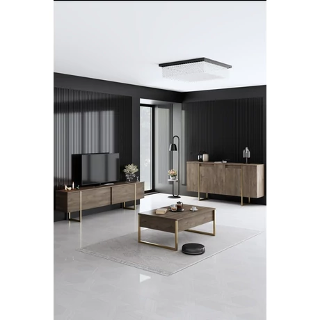 Konzolasztal Luxe - Walnut, Gold
