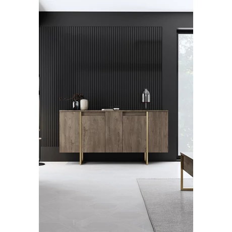 Konzolasztal Luxe - Walnut, Gold
