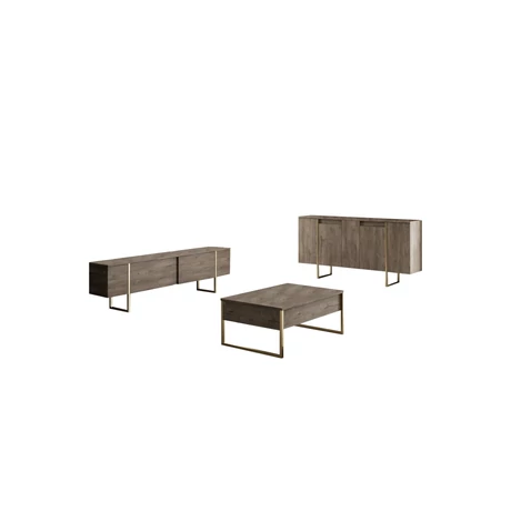 Konzolasztal Luxe - Walnut, Gold