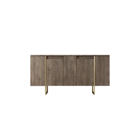 Konzolasztal Luxe - Walnut, Gold