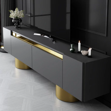 TV szekrény Bohem - Anthracite, Gold