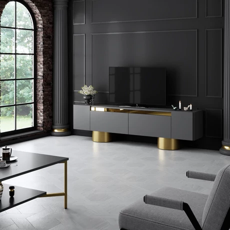 TV szekrény Bohem - Anthracite, Gold