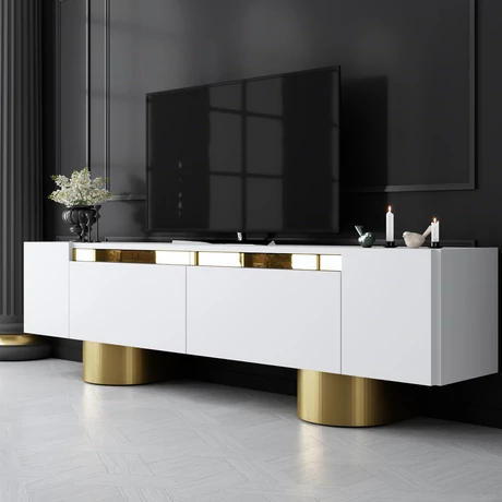 TV szekrény Bohem - White, Gold