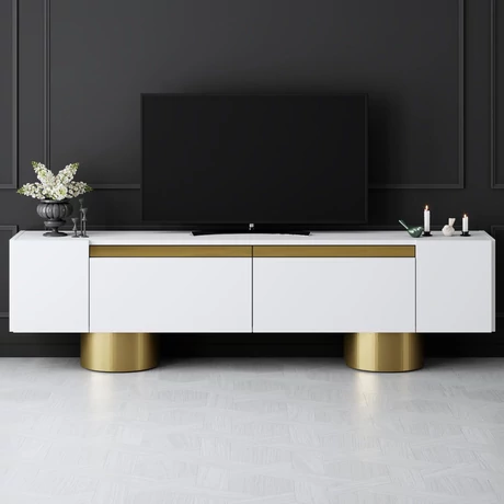 TV szekrény Bohem - White, Gold