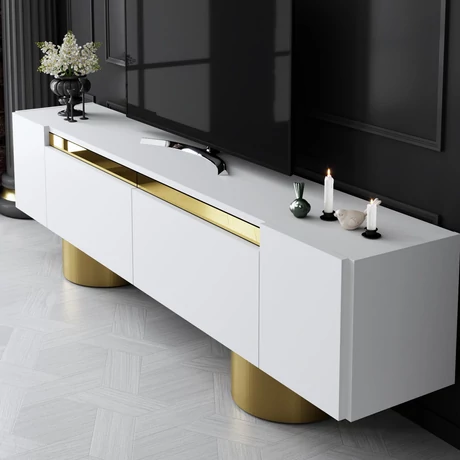 TV szekrény Bohem - White, Gold