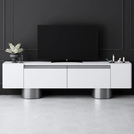 TV szekrény Bohem - White, Silver