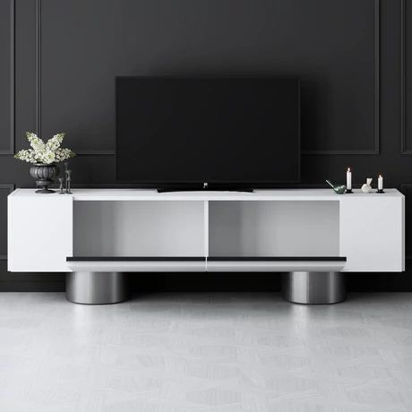 TV szekrény Bohem - White, Silver