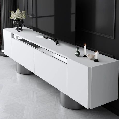TV szekrény Bohem - White, Silver
