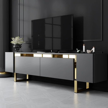TV szekrény Yildiz - Anthracite, Gold