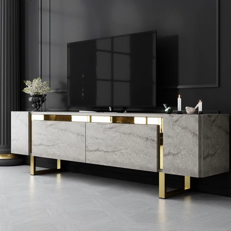 TV szekrény Yildiz - Travertine, Gold
