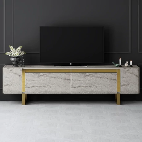 TV szekrény Yildiz - Travertine, Gold