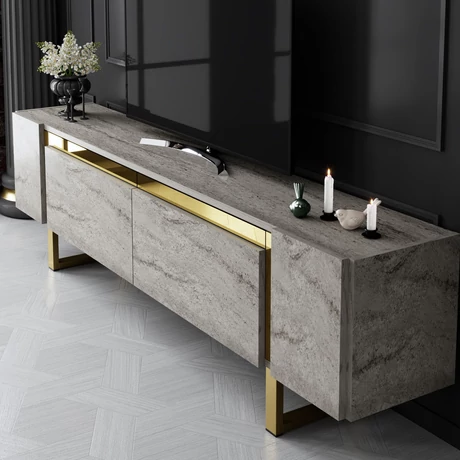 TV szekrény Yildiz - Travertine, Gold