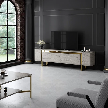 TV szekrény Yildiz - Travertine, Gold