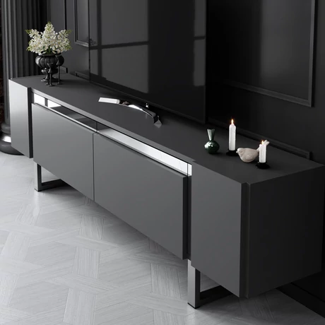 TV szekrény Yildiz - Anthracite, Silver
