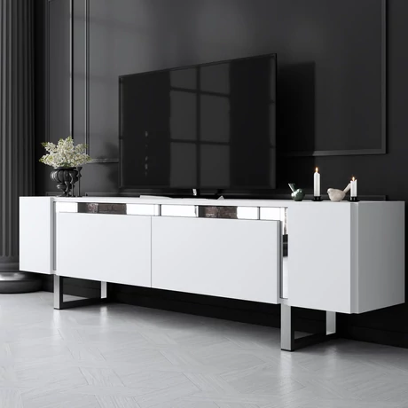 TV szekrény Yildiz - White, Silver