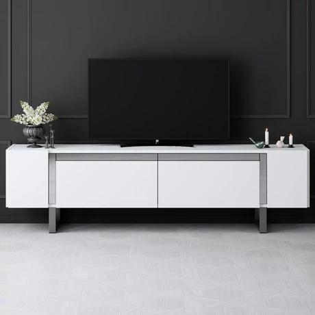 TV szekrény Yildiz - White, Silver