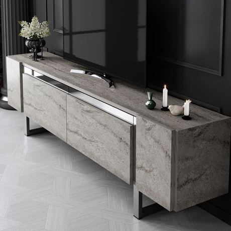 TV szekrény Yildiz - Travertine, Silver