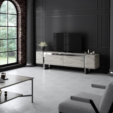 TV szekrény Yildiz - Travertine, Silver
