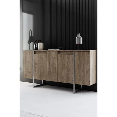 Konzolasztal Luxe - Walnut, Silver
