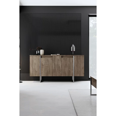 Konzolasztal Luxe - Walnut, Silver