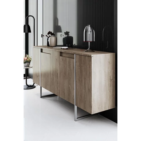 Konzolasztal Luxe - Walnut, Silver