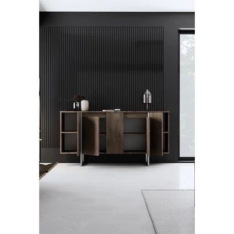Konzolasztal Luxe - Walnut, Silver