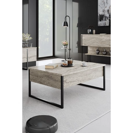 Dohányzóasztal Luxe - Travertine, Black
