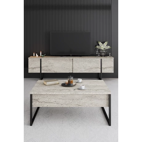 Dohányzóasztal Luxe - Travertine, Black