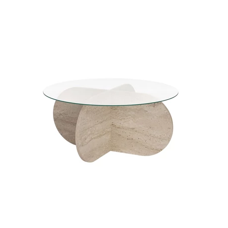 Dohányzóasztal Aeris - Travertine, Transparent