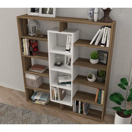 könyvespolc Ample - Walnut, White