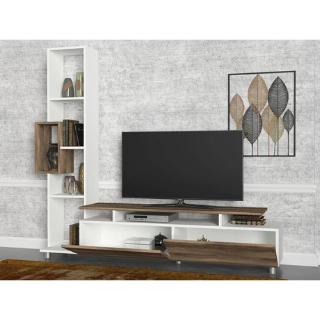 TV szekrény Tulip - White, Walnut