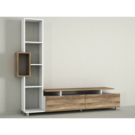 TV szekrény Tulip - White, Walnut
