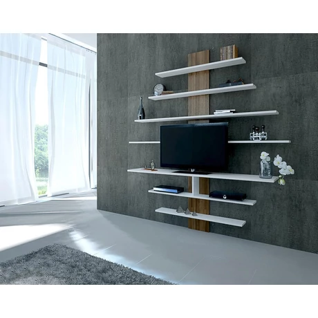 TV szekrény Zebra - White, Walnut
