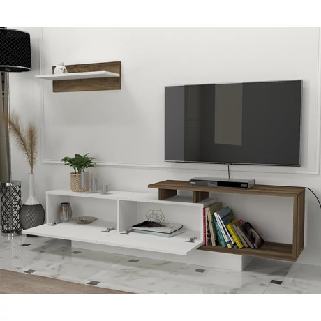 TV szekrény Asos - Fehér, Diós