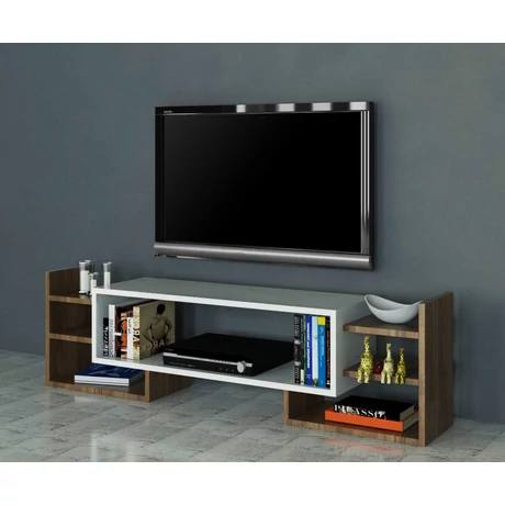 TV szekrény Sema - White, Walnut