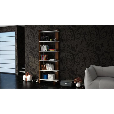 könyvespolc Order - White, Walnut