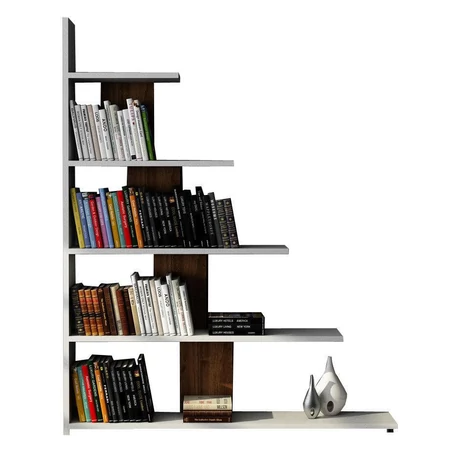 könyvespolc Reward - White, Walnut