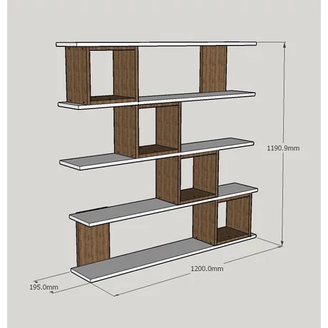 könyvespolc Wind - White, Walnut