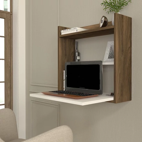 Íróasztal Laptop - White, Walnut