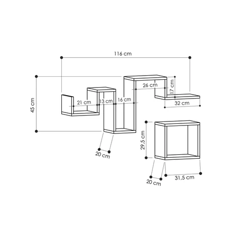 Fali polc Follow - Anthracite