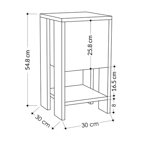 Éjjeliszekrény Ema - Sapphire Oak, White