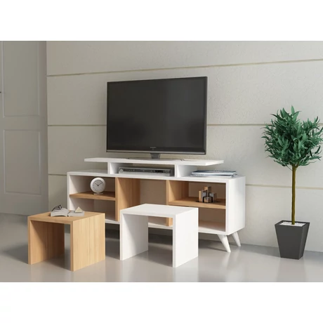 TV szekrény Kutay - White, Teak